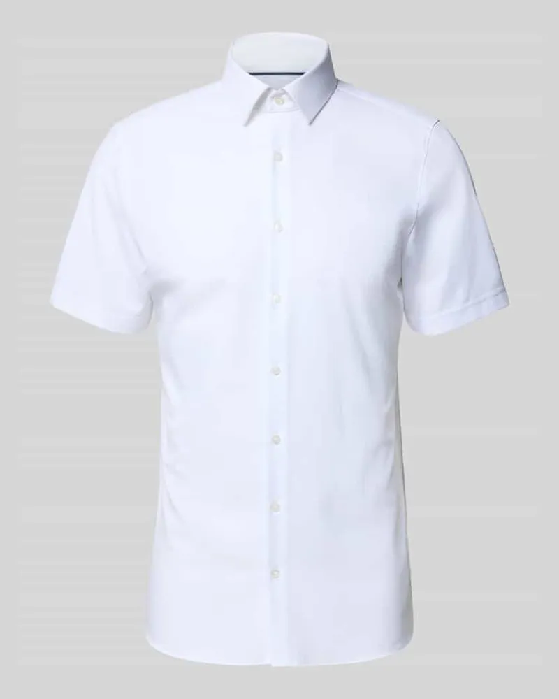 Olymp Slim Fit Business-Hemd in kurzärmligem Design Modell 'Modern Weiss