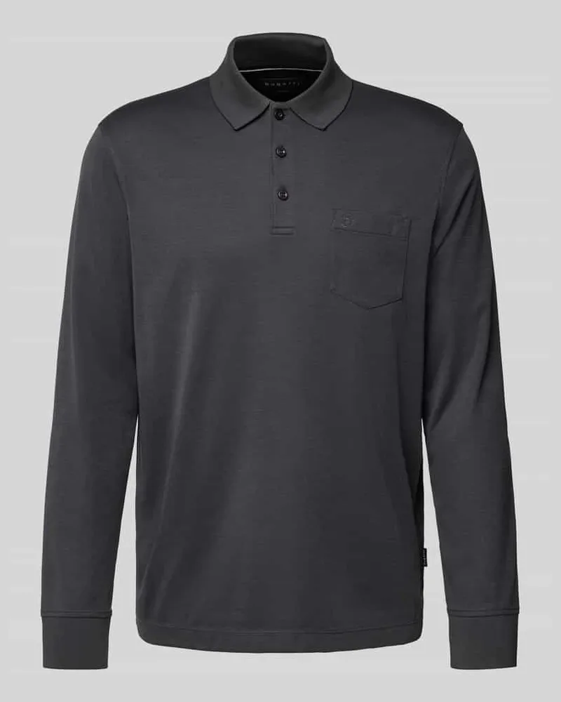 Bugatti Poloshirt mit Label-Stitching Dunkelgrau