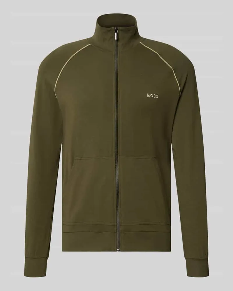 HUGO BOSS Regular Fit Sweatjacke aus Baumwoll-Mix Oliv
