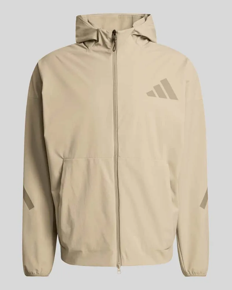 adidas Trainingsjacke mit Kapuze und Logo Print Khaki