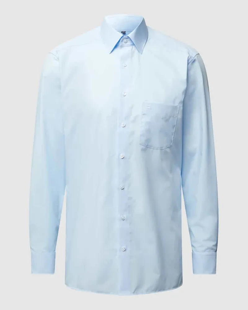 Olymp Regular Fit Freizeithemd mit Logo-Stitching Modell 'New Bleu