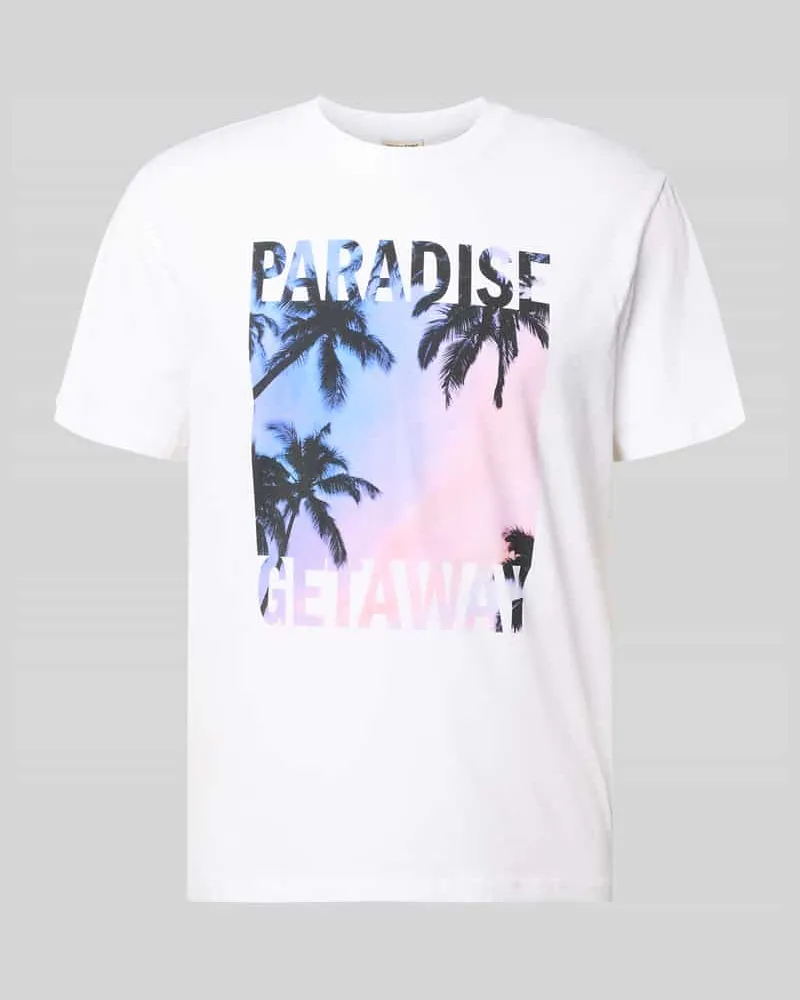 Only & Sons Regular Fit T-Shirt aus reiner Baumwolle Modell 'MAGDY LIFE Weiss