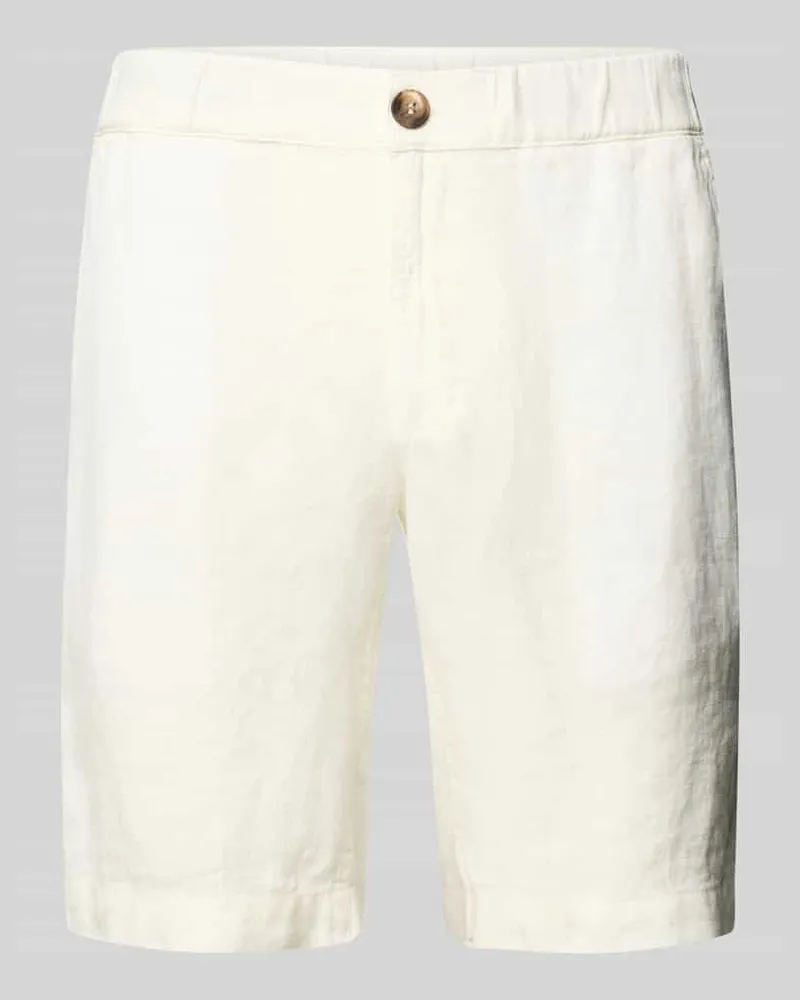 Mazine Regular Fit Leinenshorts mit Eingrifftaschen Weiss
