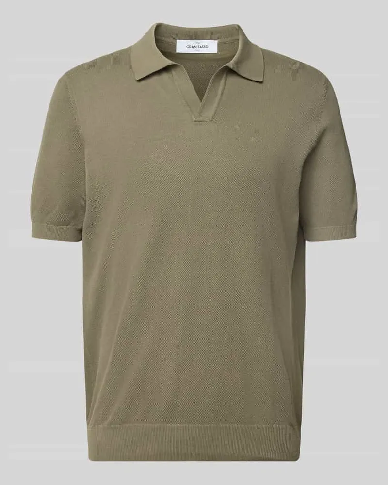 Gran Sasso Regular Fit Poloshirt mit V-Ausschnitt Oliv