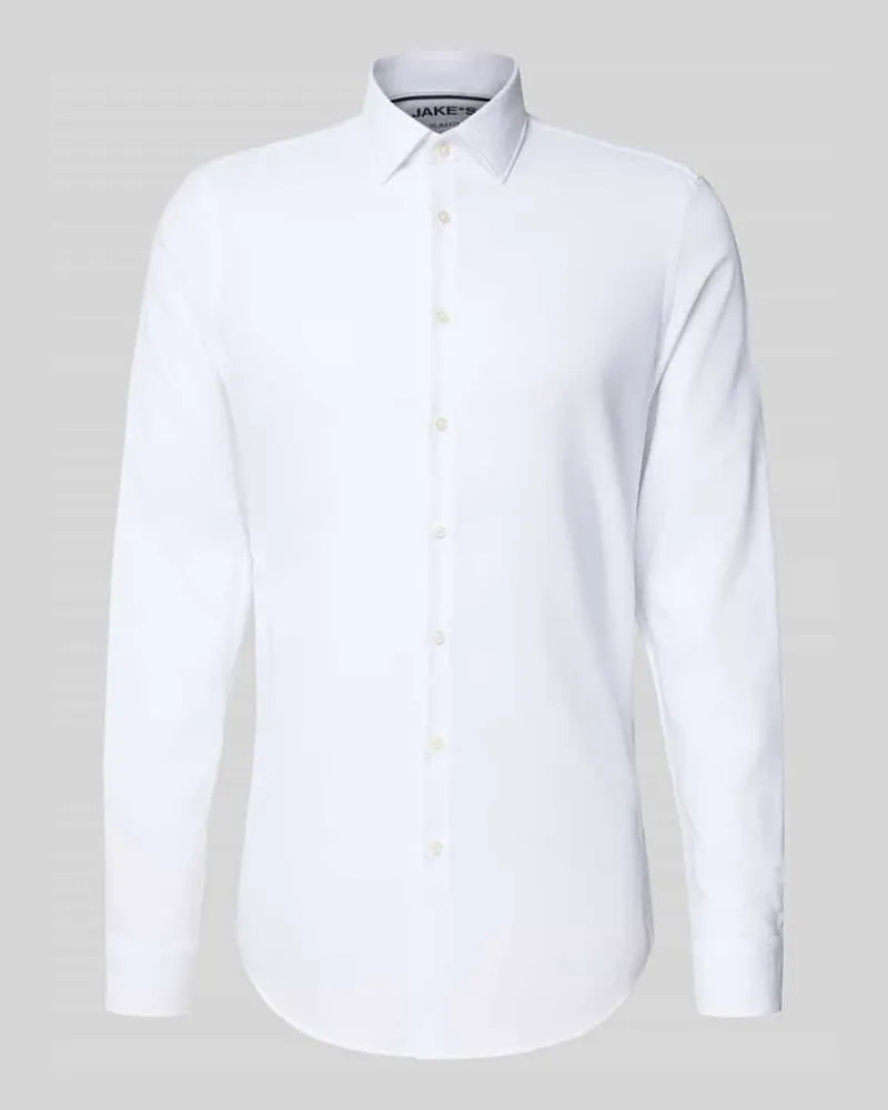 JAKE*S Slim Fit Business-Hemd mit extra langem Arm Weiss