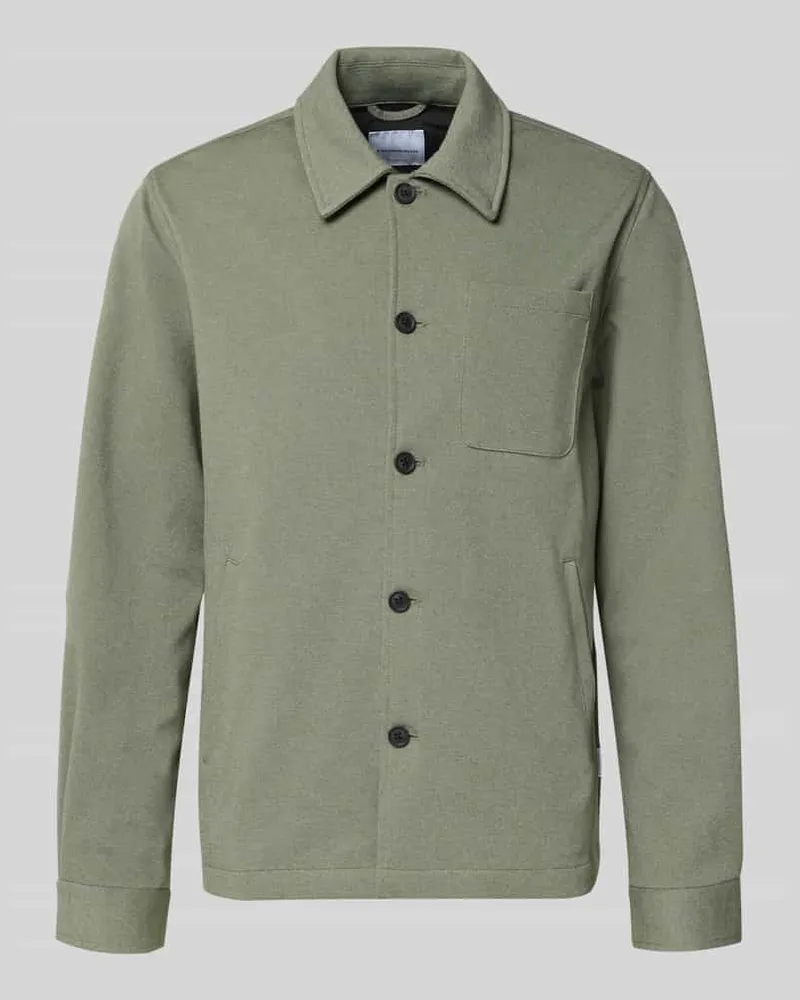 Lindbergh Relaxed Fit Hemdjacke mit Brusttasche Oliv