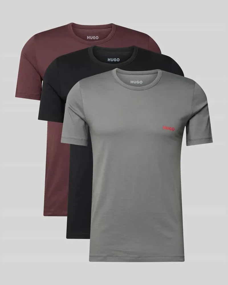 HUGO BOSS Regular Fit T-Shirt Set aus reiner Baumwolle im 3er-Pack Aubergine