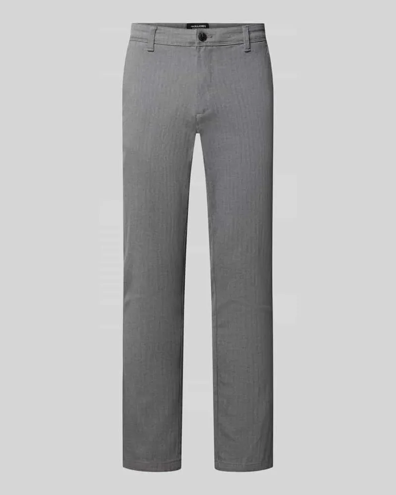 Jack & Jones Slim Fit Stoffhose mit Knopf- und Reißverschluss Modell 'MARCO Hellgrau