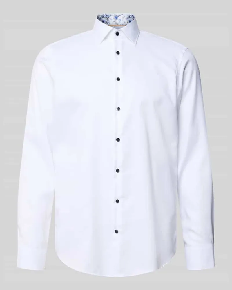 JAKE*S Regular Fit Businesshemd aus Baumwolle mit Kentkragen Weiss