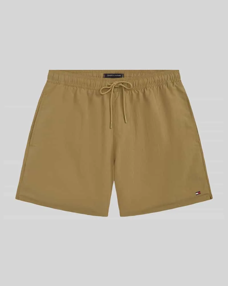 Tommy Hilfiger Regular Fit Badehose mit Logo Stitching Khaki