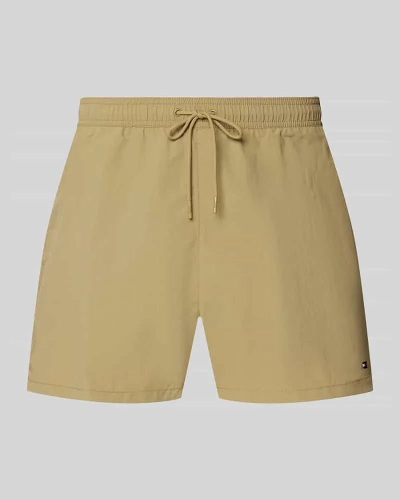 Tommy Hilfiger Regular Fit Badehose mit Logo Stitching Khaki
