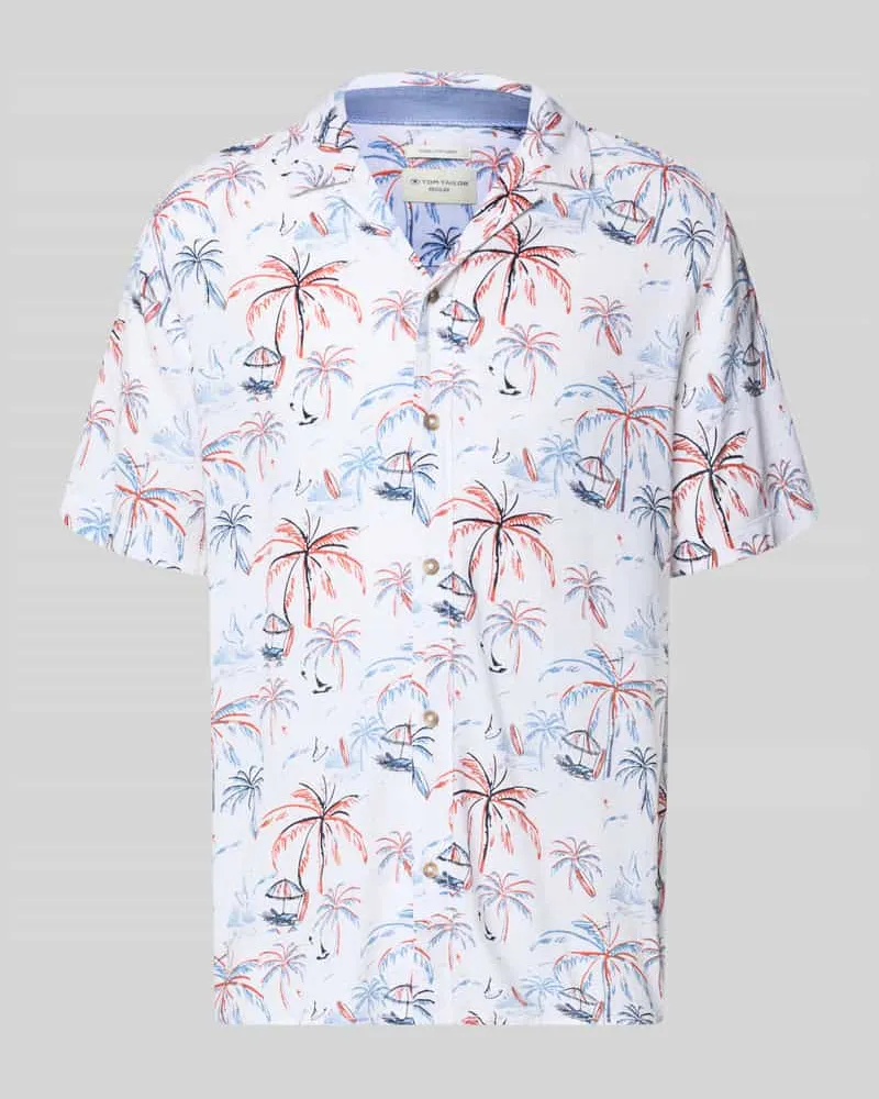 Tom Tailor Regular Fit Freizeithemd aus Viskose-Leinen-Mix Weiss