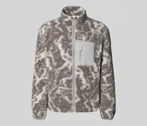 Regular Fit Teddyfell-Jacke mit Allover-Muster Modell 'JAIMY