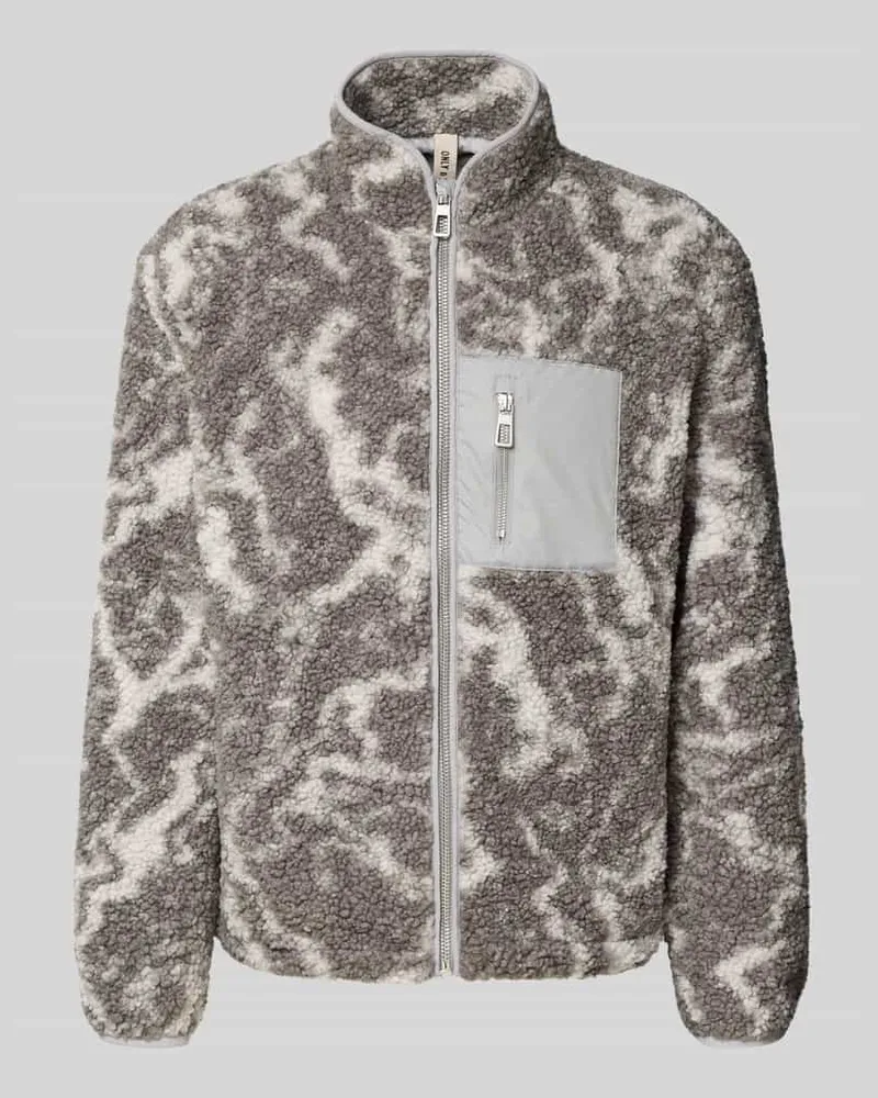 Only & Sons Regular Fit Teddyfell-Jacke mit Allover-Muster Modell 'JAIMY Mittelgrau