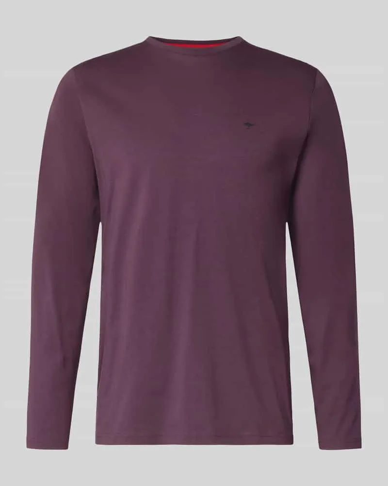 Fynch-Hatton Longsleeve mit Rundhalsausschnitt und Logo Aubergine
