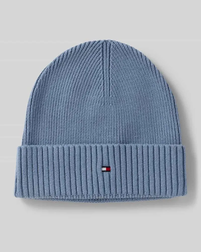 Tommy Hilfiger Beanie aus Baumwoll-Kaschmir-Mix Rauchblau