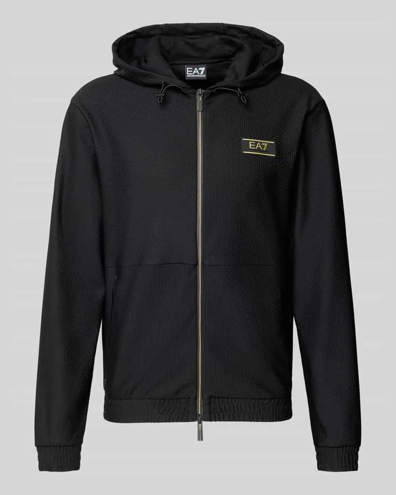 EA7 Regular Fit Sweatjacke mit Logo-Patch Black