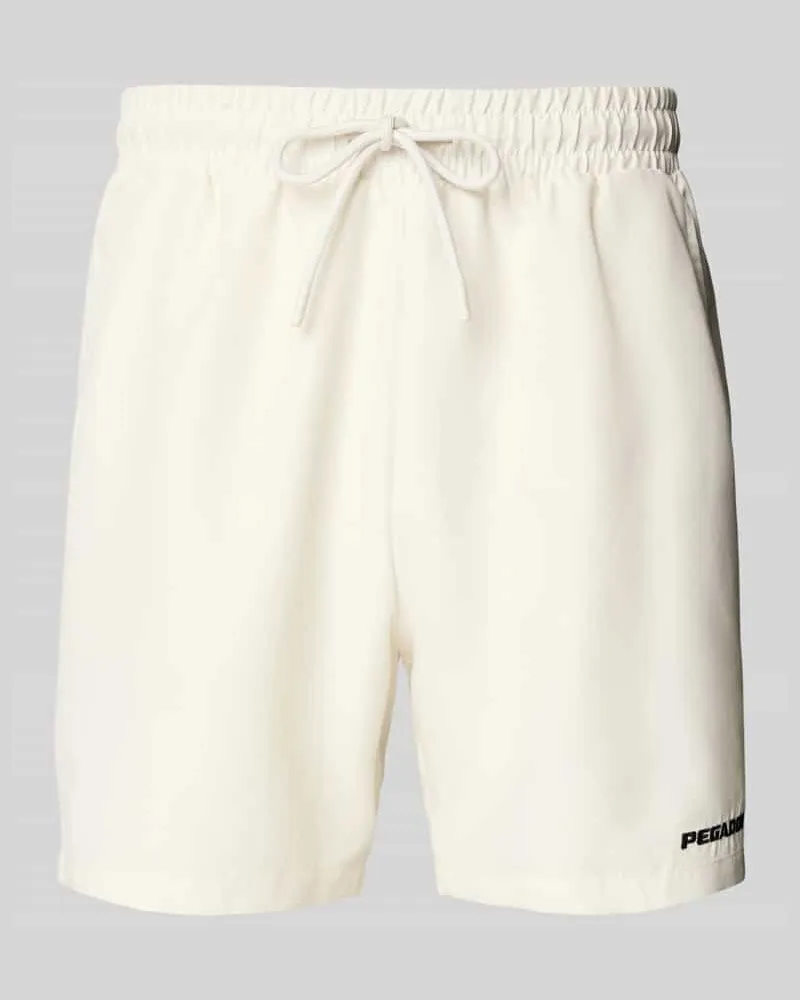 PEGADOR Badehose mit Label-Stitching Weiss