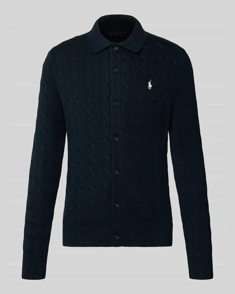 Ralph Lauren Regular Fit Strickjacke aus reiner Baumwolle Marine