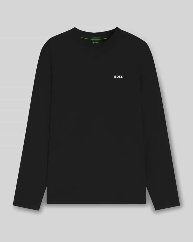 HUGO BOSS Regular Fit Langarmshirt aus Baumwoll-Mix Modell 'TEE LONG Black