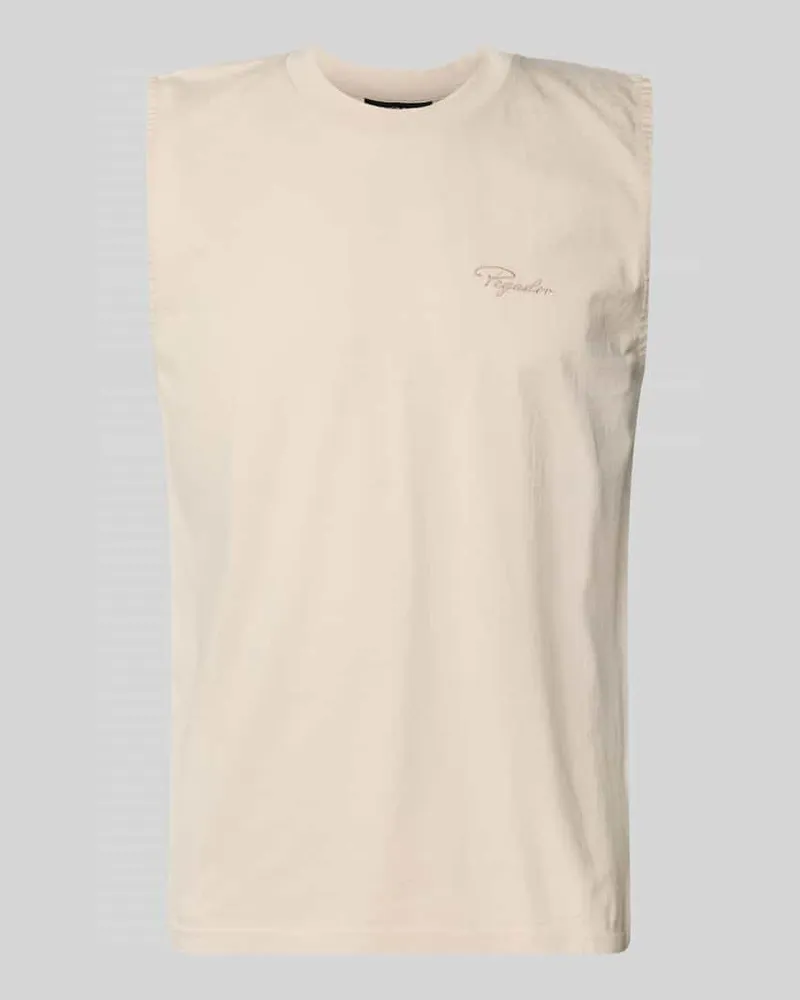PEGADOR Tanktop mit Label-Stitching und Rundhalsausschnitt Sand