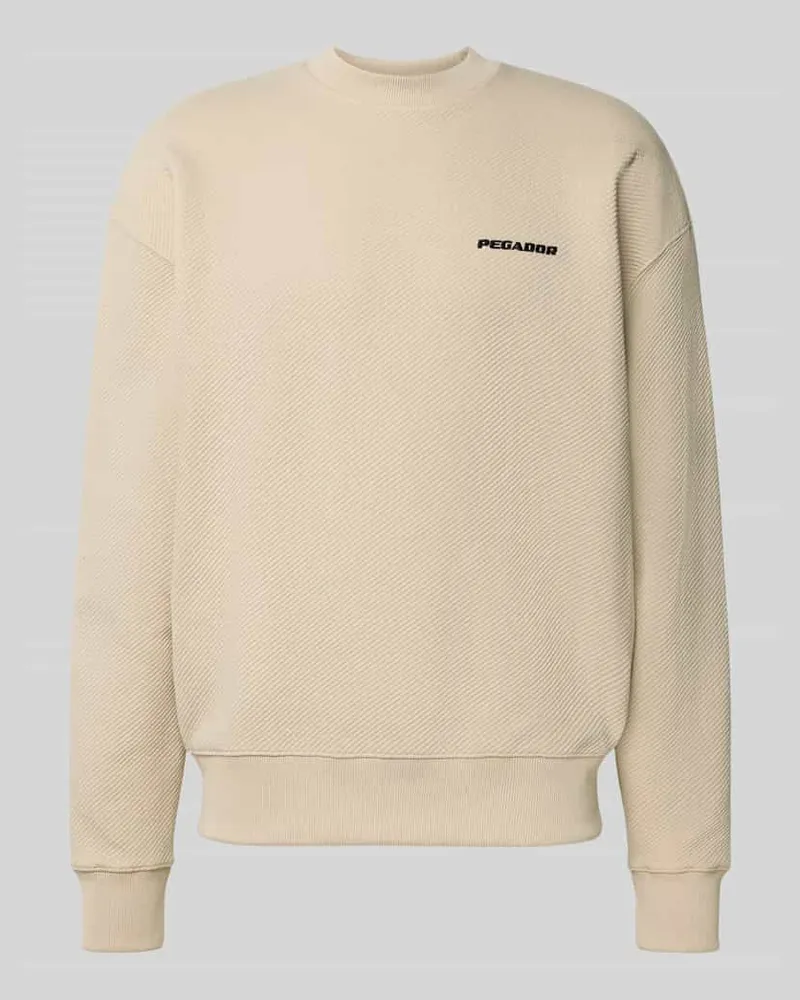 PEGADOR Oversized Sweatshirt mit Logo-Stitching und Rundhalsausschnitt 