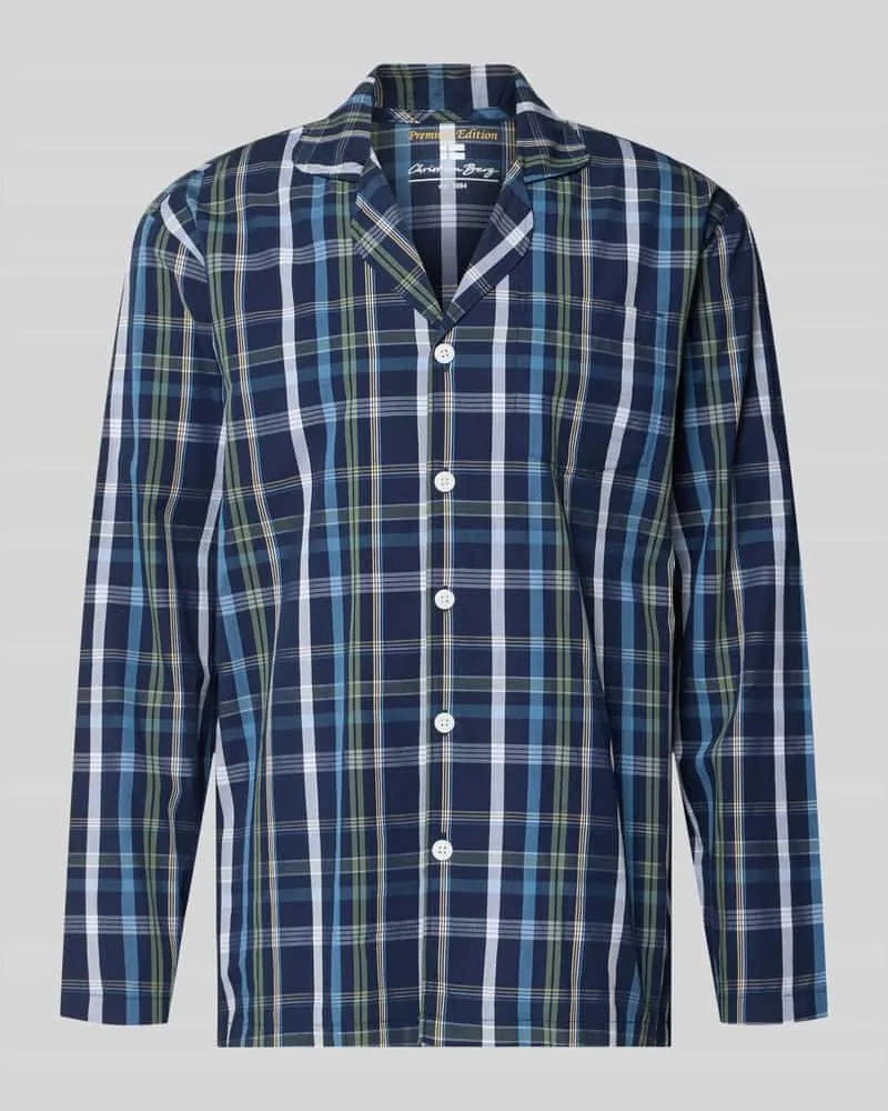 Christian Berg Pyjama-Oberteil aus reiner Baumwolle Marine