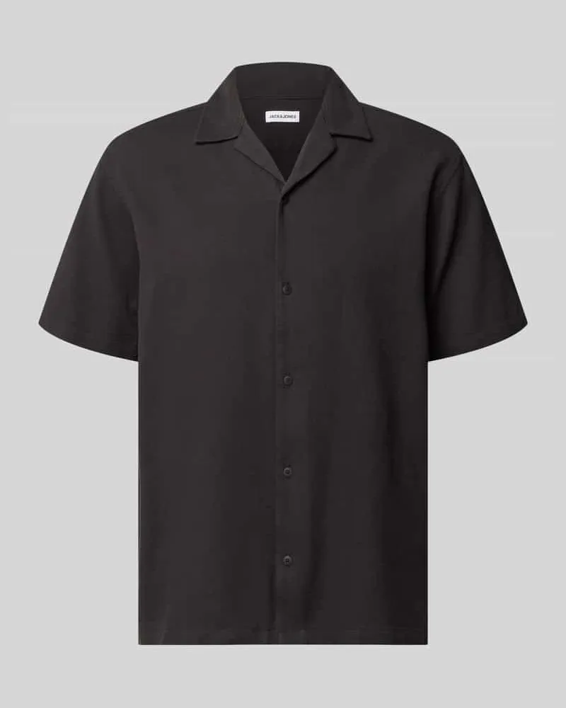 Jack & Jones Regular Fit Freizeithemd mit Strukturmuster Modell 'Global Black