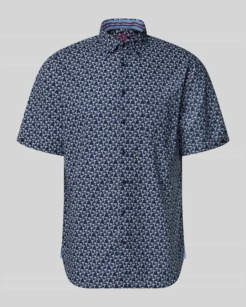 Christian Berg Regular Fit Freizeithemd mit Button-Down-Kragen Dunkelblau