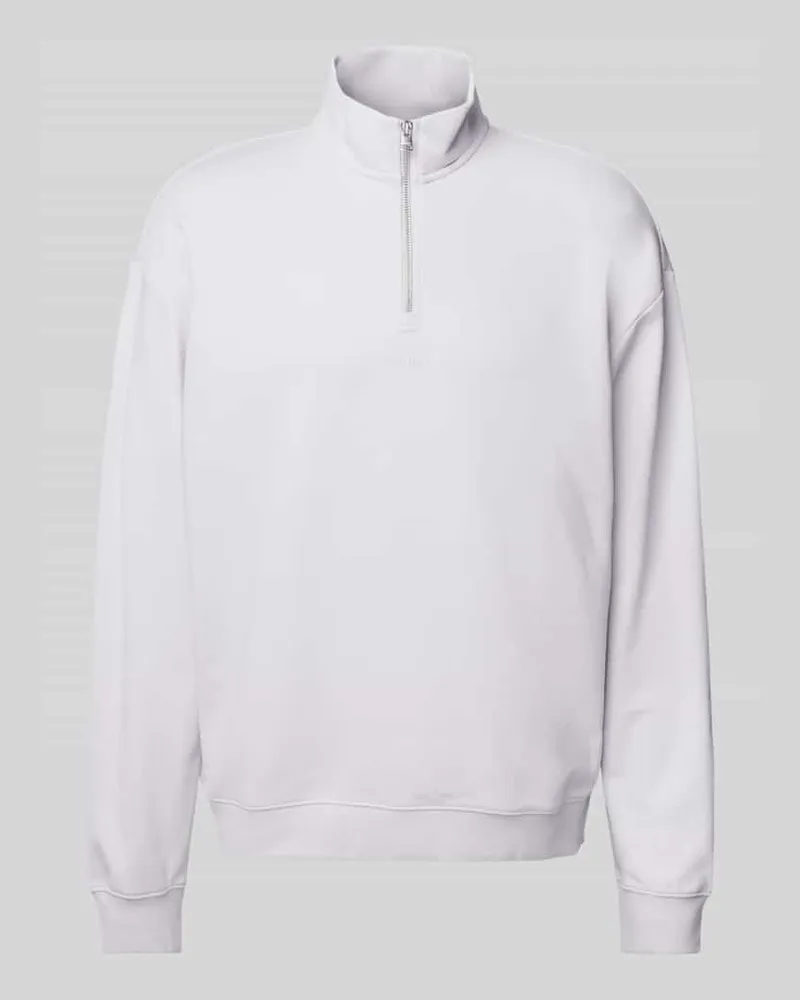 HUGO BOSS Sweatshirt mit Troyer-Kragen Modell "Durty Flieder