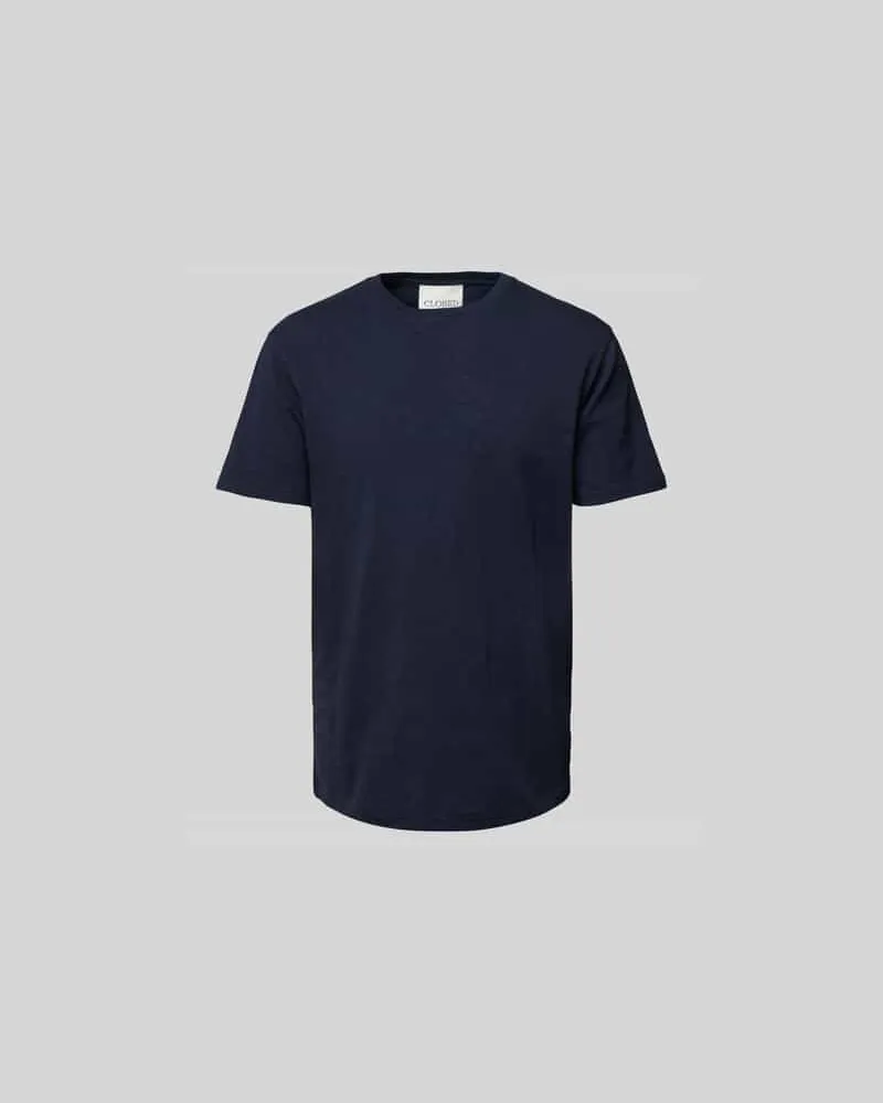 Closed T-Shirt mit geripptem Rundhalsausschnitt Dunkelblau