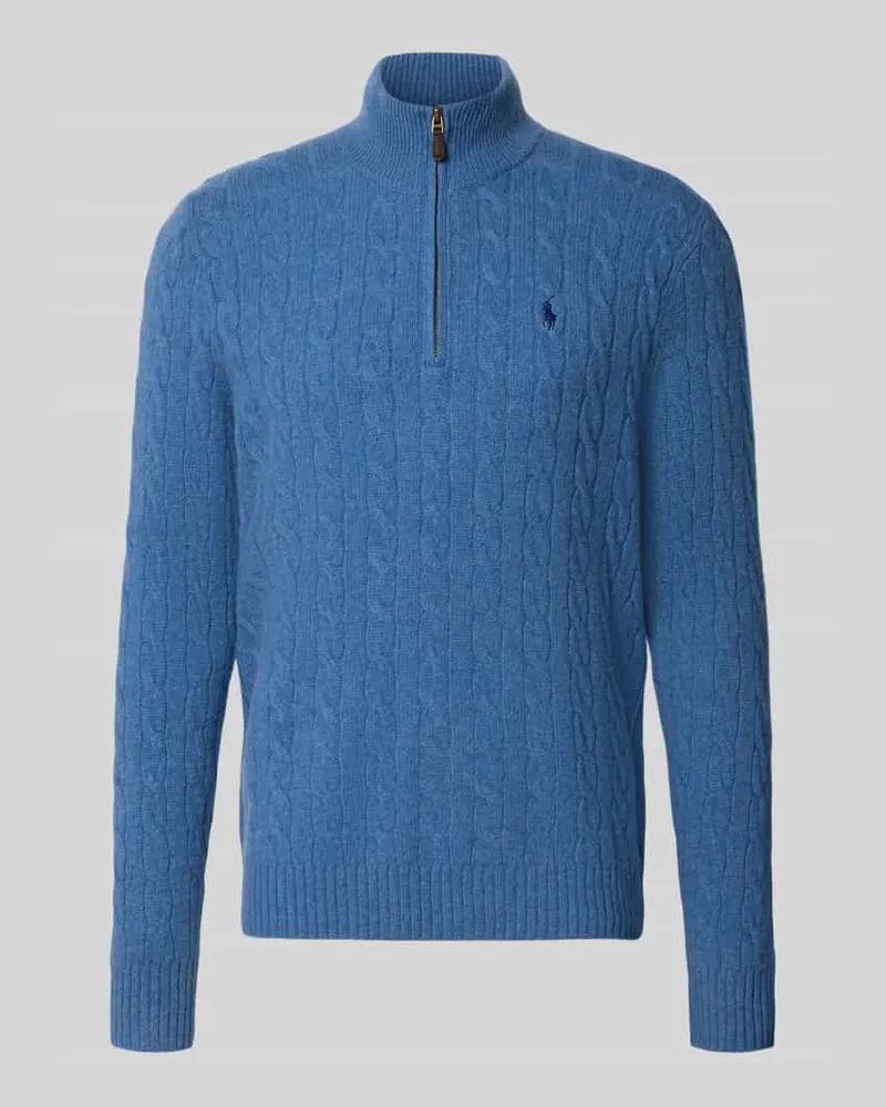 Ralph Lauren Regular Fit Troyer aus Woll-Kaschmir-Mix Jeansblau
