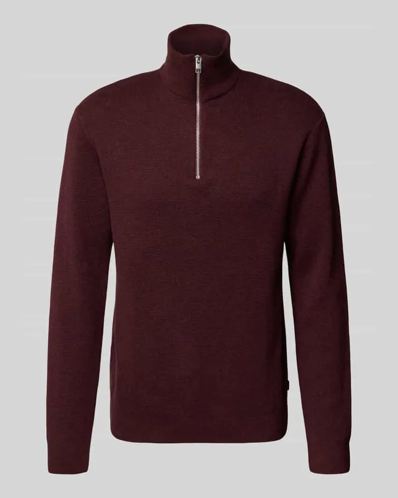 Jack & Jones Strickpullover mit gerippten Abschlüssen Modell 'BLAMILANO Bordeaux