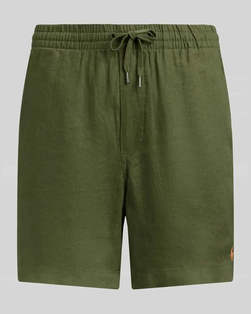 Ralph Lauren Leinenshorts mit Tunnelzugbund und Logo Stitching Oliv