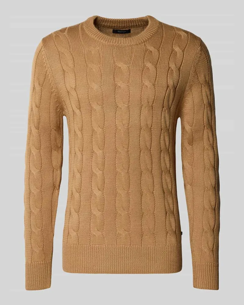 Matinique Strickpullover mit Zopfmuster und Rundhalsausschnitt 
