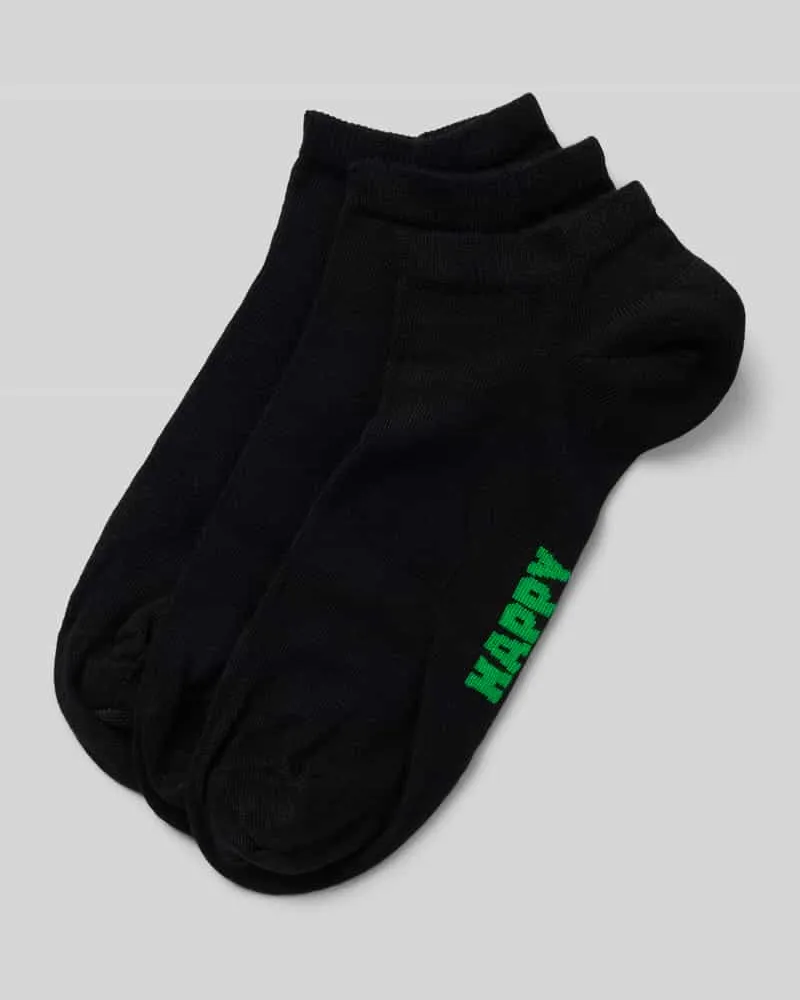 Happy Socks Sneakersocken mit Label-Detail Modell 'Solid' im 3er-Pack 