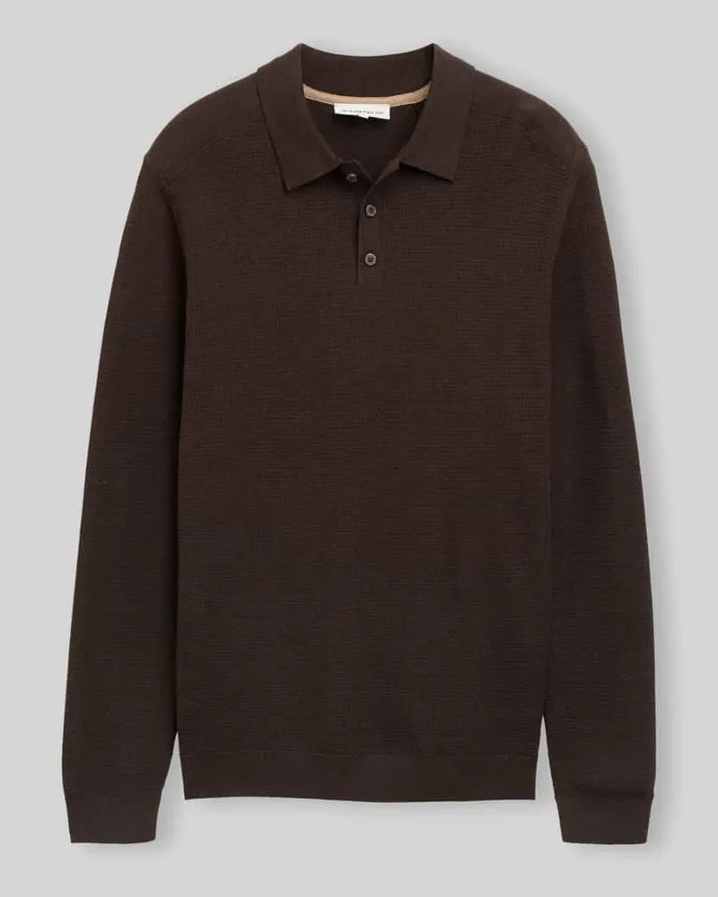 Tom Tailor Regular Fit Pullover mit Polokragen Dunkelbraun