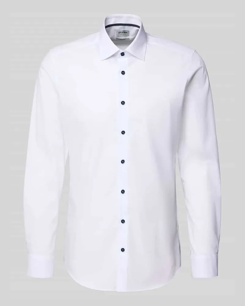 Olymp Slim Fit Business-Hemd mit Kentkragen Weiss