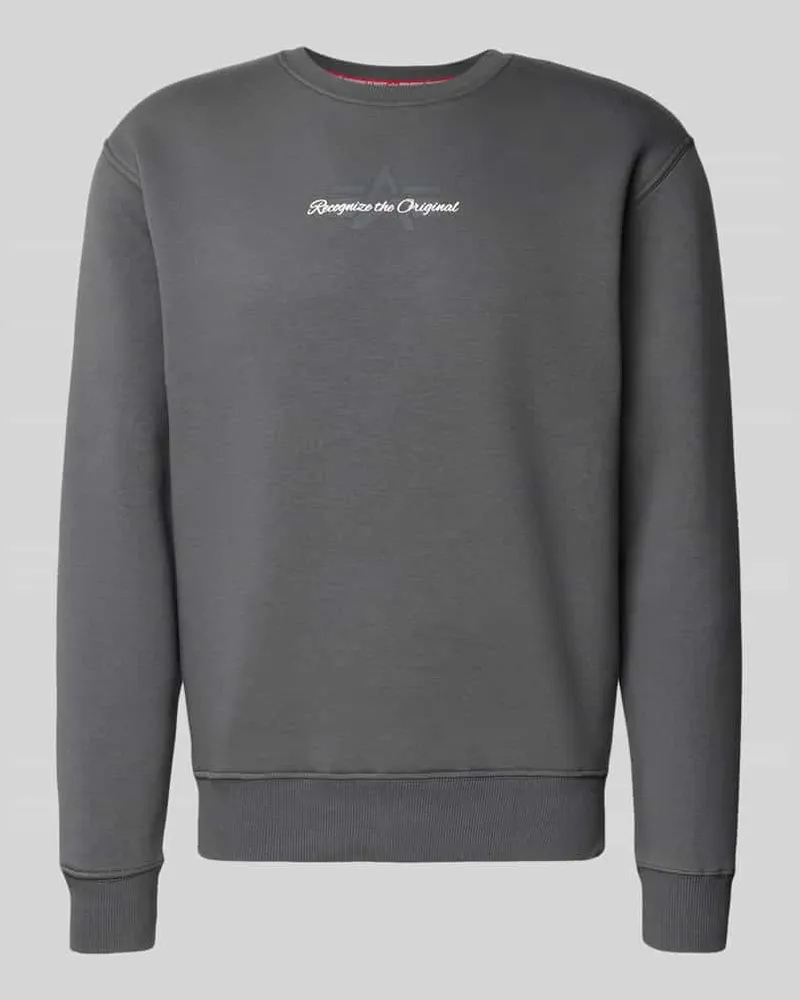 Alpha Industries Sweatshirt mit Logo und Rundhalsausschnitt Dunkelgrau