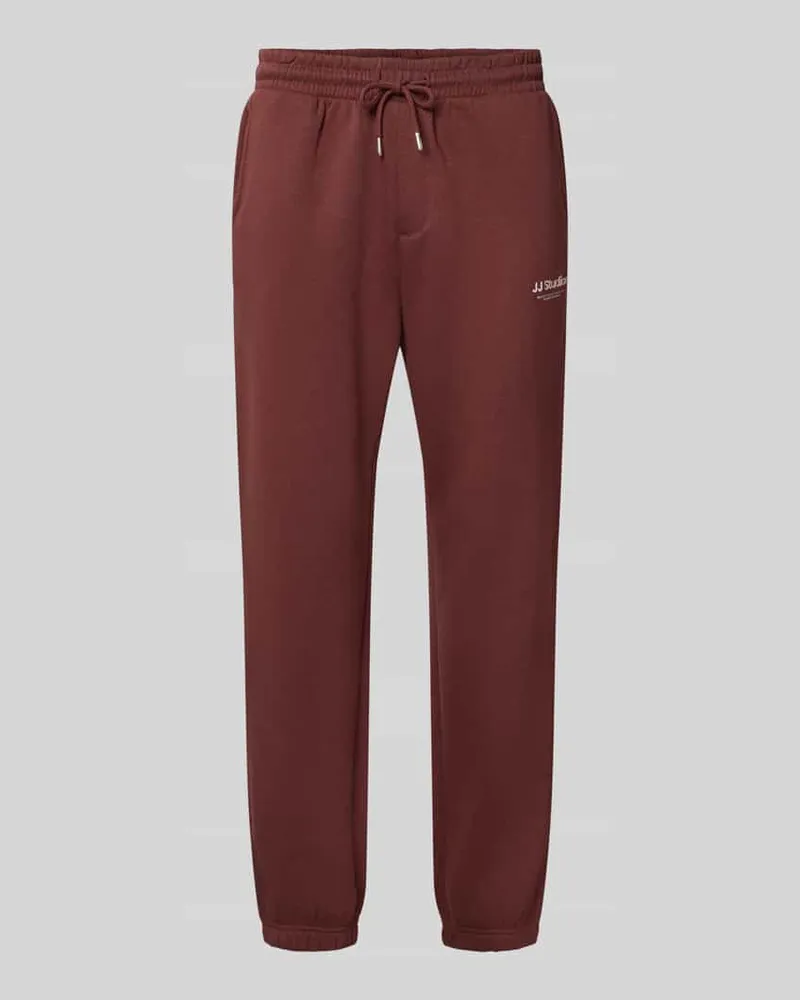 Jack & Jones Straight Fit Sweatpants aus Baumwoll-Mix Modell 'Kane Bordeaux