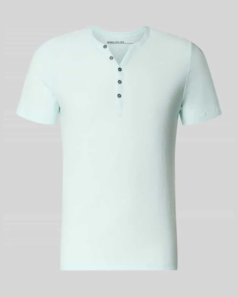 McNeal T-Shirt mit V-Ausschnitt und Knopfleiste Helltuerkis