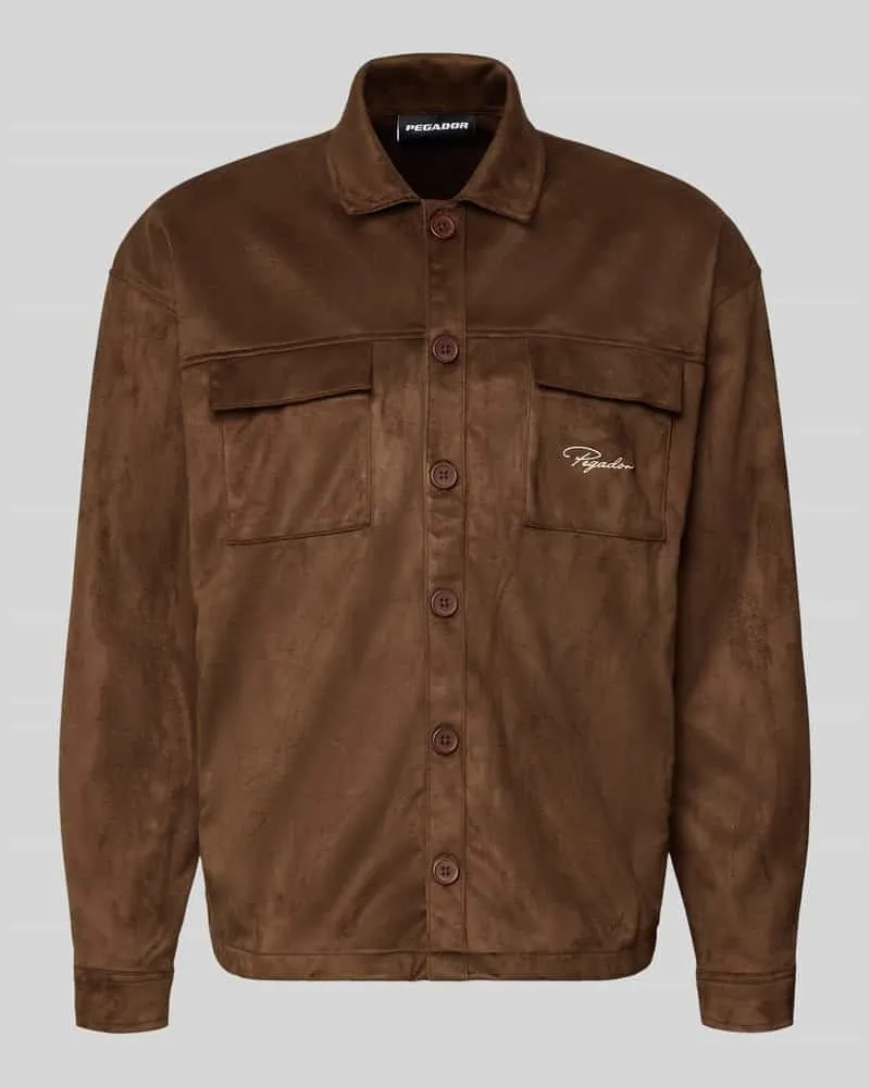 PEGADOR Relaxed Fit Hemdjacke mit Brusttaschen Modell 'Madikeri Schoko