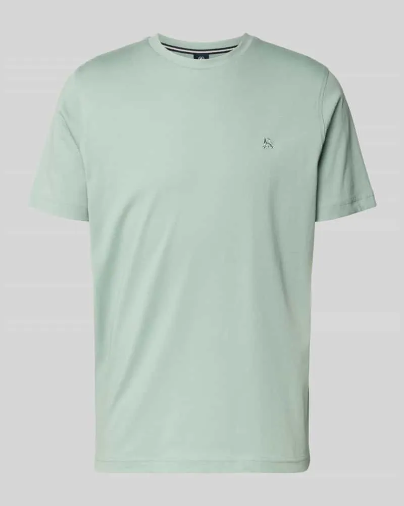 Lerros T-Shirt mit Rundhalsausschnitt und Logo-Stitching Lind