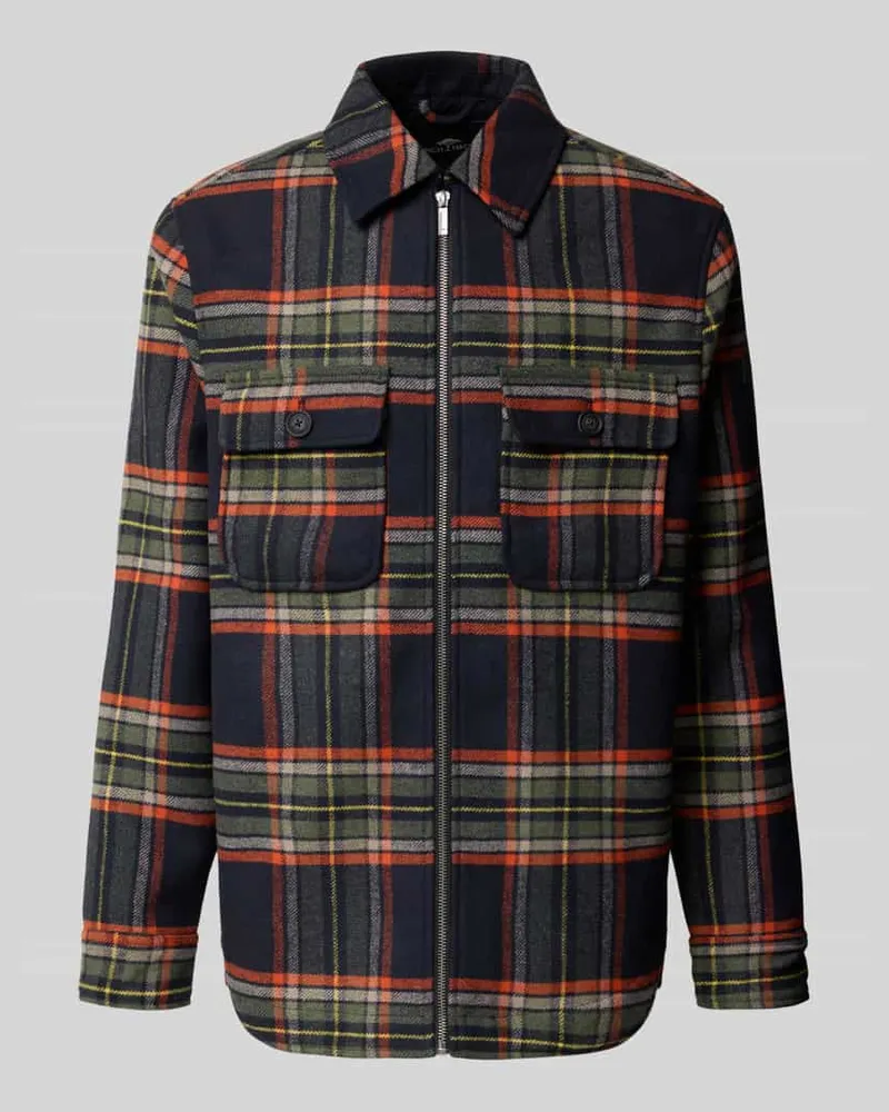 Fynch-Hatton Regular Fit Hemdjacke mit Kentkragen und Reißverschluss Marine