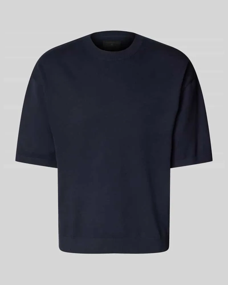 Jack & Jones T-Shirt in Strick-Optik mit gerippten Abschlüssen Dunkelblau