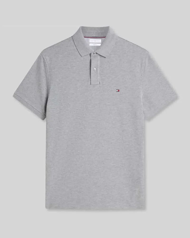 Tommy Hilfiger Regular Fit Poloshirt aus Baumwoll-Mix Silber