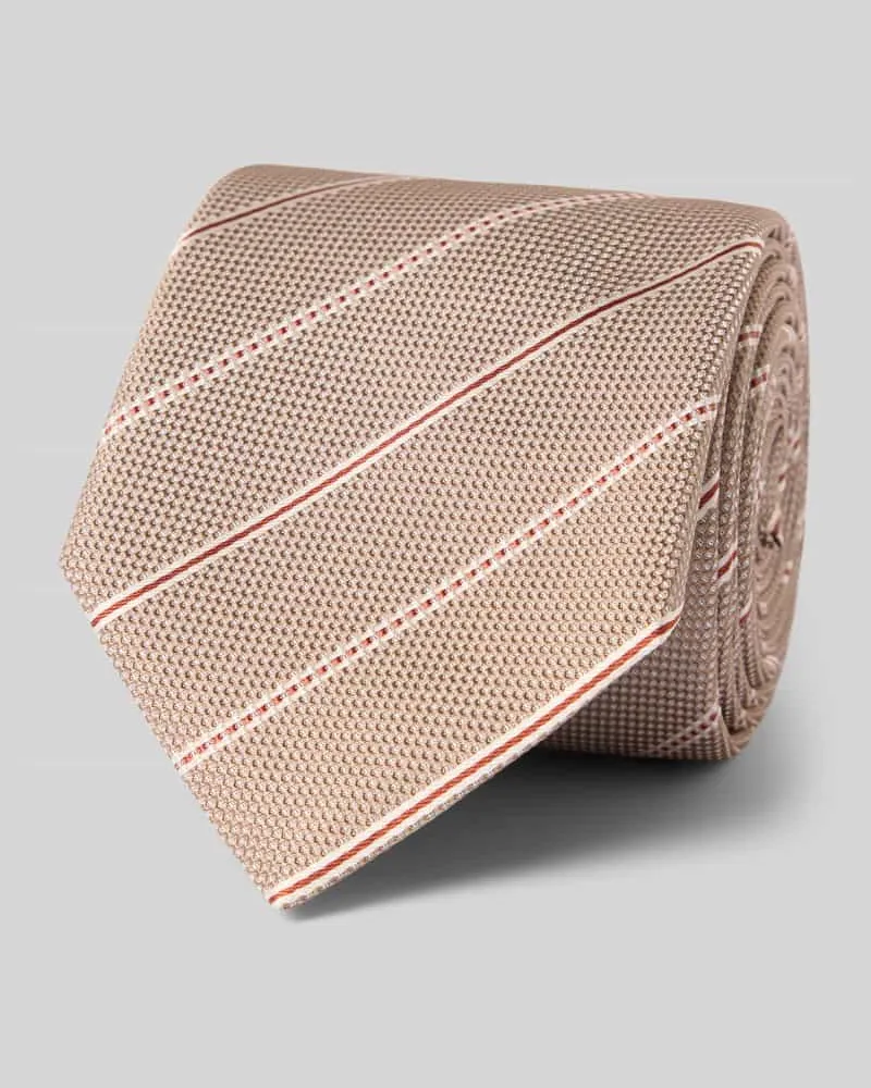 HUGO BOSS Seidenkrawatte mit Strukturmuster Sand