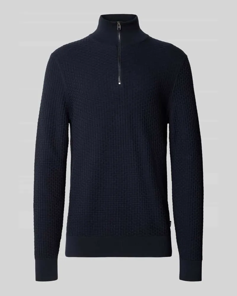 HUGO BOSS Regular Fit Troyer aus reiner Baumwolle Modell 'H-ULICIO Marine