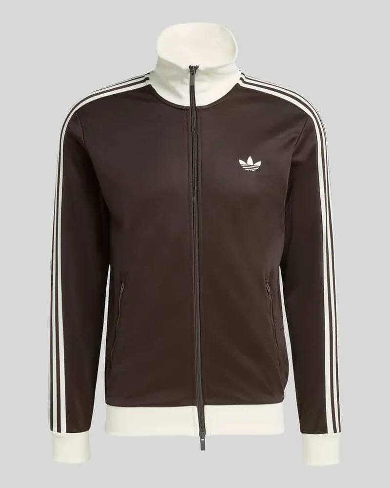 adidas Slim Fit Trainingsjacke mit Stehkragen Dunkelbraun