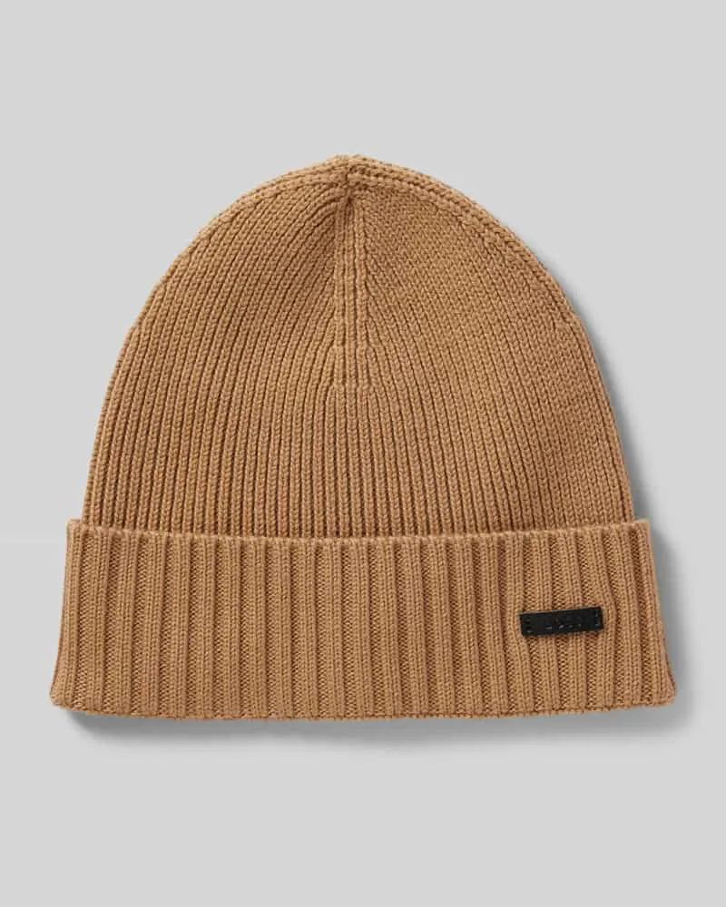 HUGO BOSS Beanie aus Schurwolle mit Label-Detail Modell 'Fati 